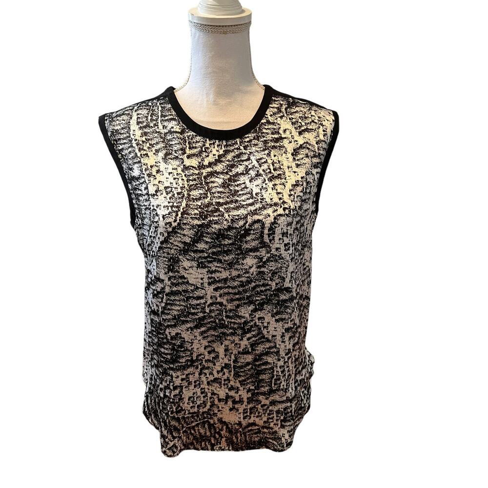 Helmut Lang silk black floral print sleeveless top